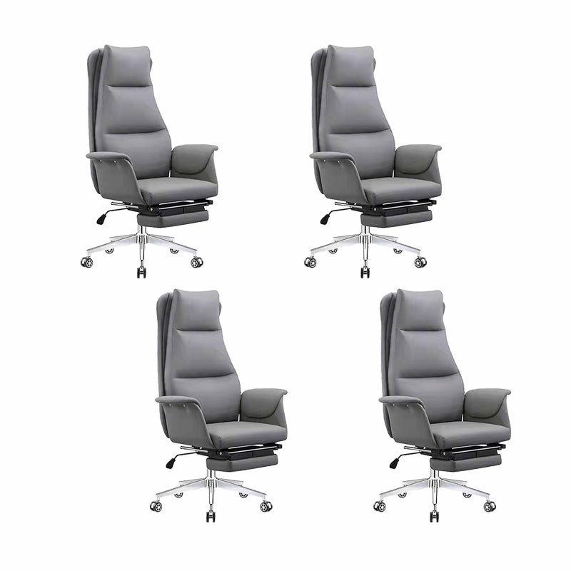 Modern Executive Chair Adjustable Back Height Office Chair with Wheels Grey 4 Piece Set Clearhalo 'furn' 'furn_office_chair' 'Furniture' 'Office Chairs' 'Office Furniture' 'office_chair' 6753873