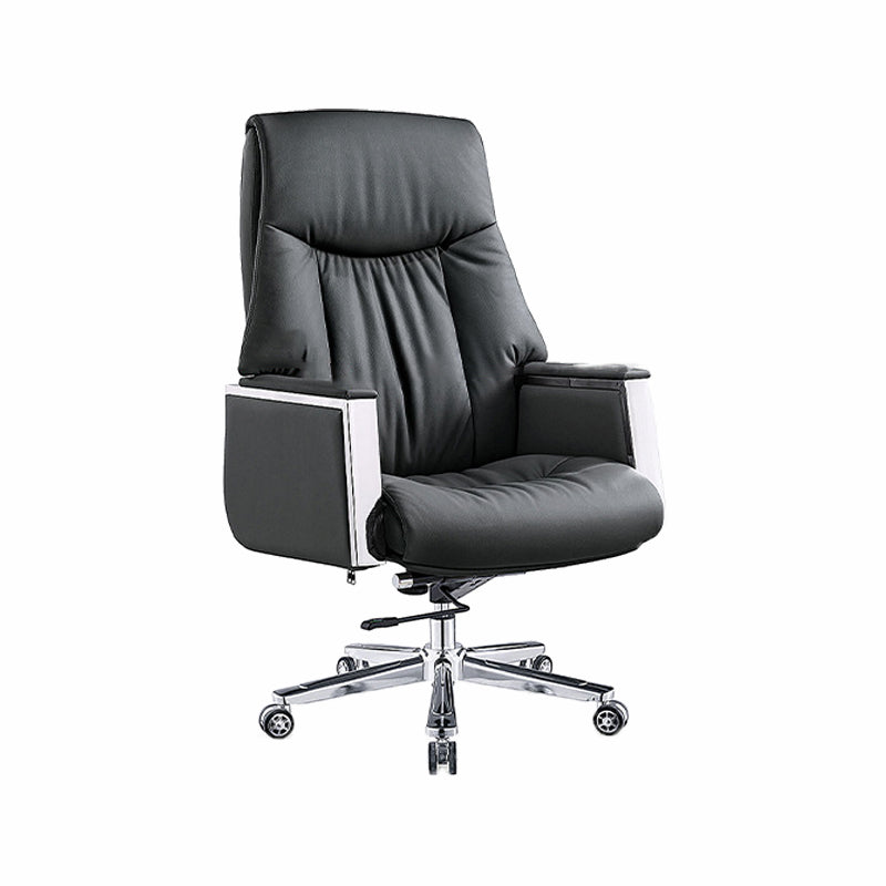 Modern Executive Chair Adjustable Back Height Office Chair with Wheels Black 1 Piece Clearhalo 'furn' 'furn_office_chair' 'Furniture' 'Office Chairs' 'Office Furniture' 'office_chair' 6753876