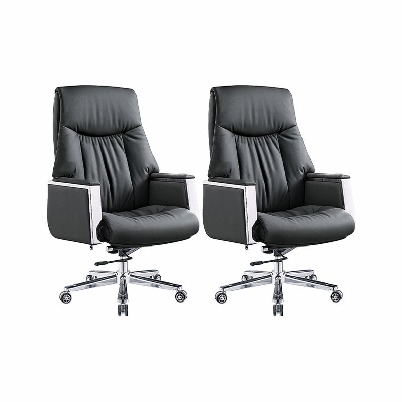Modern Executive Chair Adjustable Back Height Office Chair with Wheels Black 2 Piece Set Clearhalo 'furn' 'furn_office_chair' 'Furniture' 'Office Chairs' 'Office Furniture' 'office_chair' 6753877