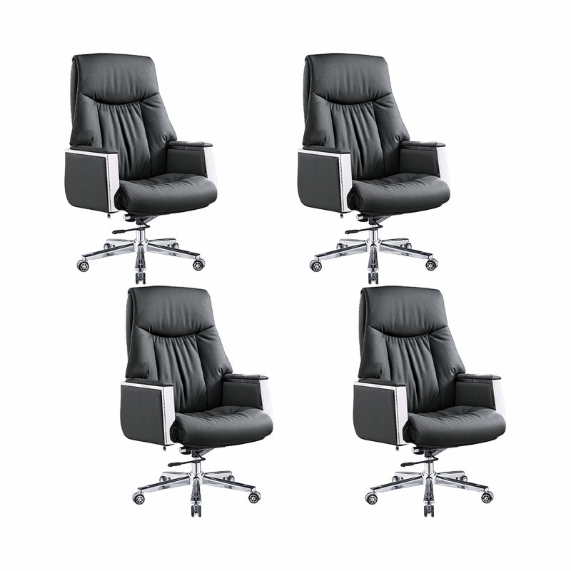 Modern Executive Chair Adjustable Back Height Office Chair with Wheels Black 4 Piece Set Clearhalo 'furn' 'furn_office_chair' 'Furniture' 'Office Chairs' 'Office Furniture' 'office_chair' 6753878