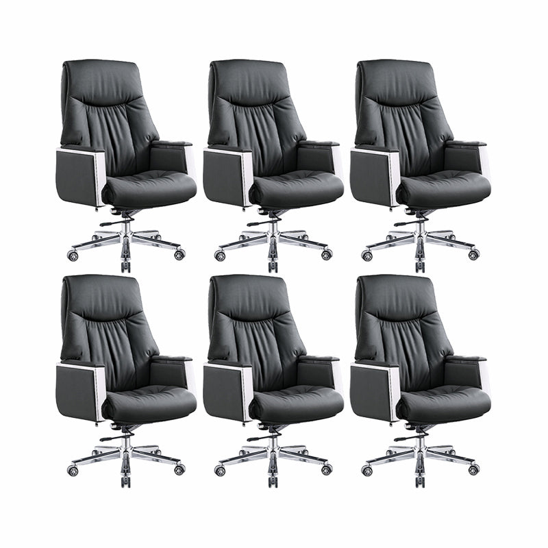 Modern Executive Chair Adjustable Back Height Office Chair with Wheels Black 6 Piece Set Clearhalo 'furn' 'furn_office_chair' 'Furniture' 'Office Chairs' 'Office Furniture' 'office_chair' 6753879