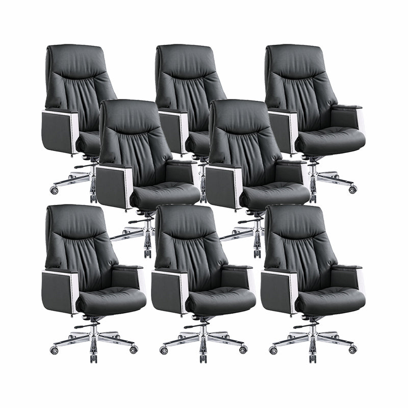 Modern Executive Chair Adjustable Back Height Office Chair with Wheels Black 8 Piece Set Clearhalo 'furn' 'furn_office_chair' 'Furniture' 'Office Chairs' 'Office Furniture' 'office_chair' 6753880