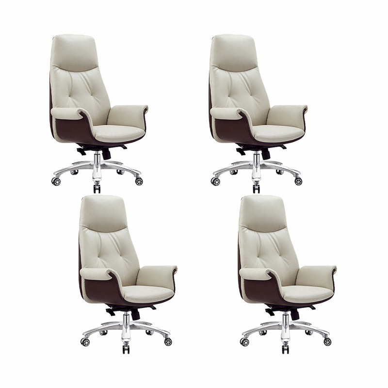 Modern Executive Chair Adjustable Back Height Office Chair with Wheels Off-White 4 Piece Set Clearhalo 'furn' 'furn_office_chair' 'Furniture' 'Office Chairs' 'Office Furniture' 'office_chair' 6753882