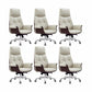 Modern Executive Chair Adjustable Back Height Office Chair with Wheels Off-White 6 Piece Set Clearhalo 'furn' 'furn_office_chair' 'Furniture' 'Office Chairs' 'Office Furniture' 'office_chair' 6753883