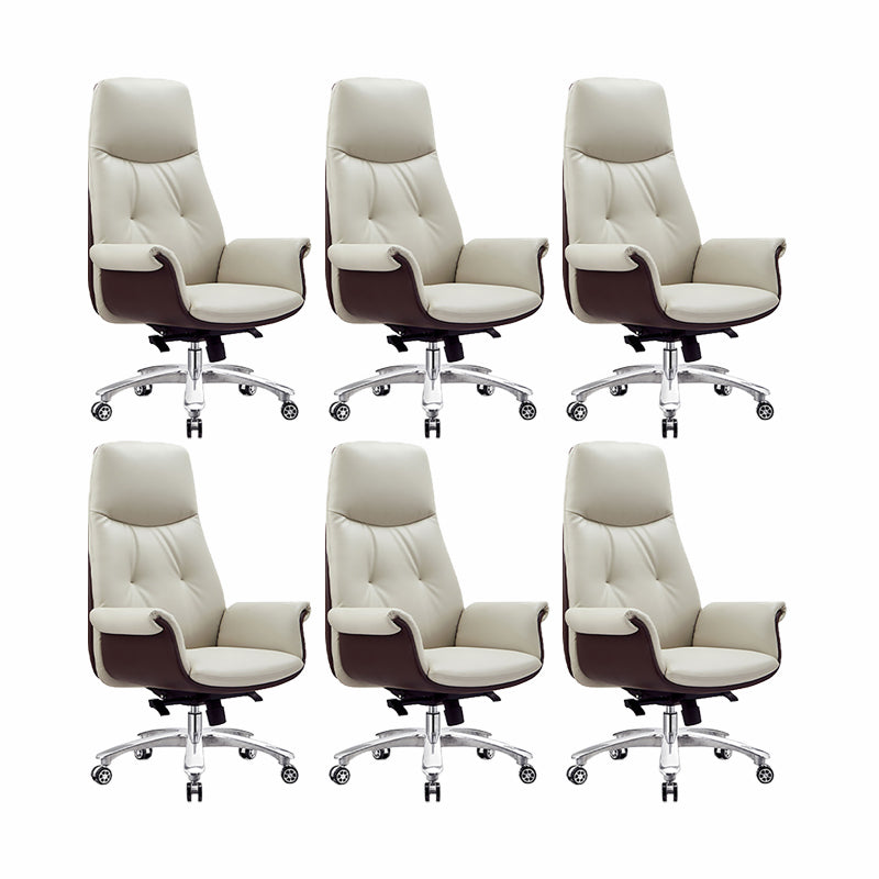 Modern Executive Chair Adjustable Back Height Office Chair with Wheels Off-White 6 Piece Set Clearhalo 'furn' 'furn_office_chair' 'Furniture' 'Office Chairs' 'Office Furniture' 'office_chair' 6753883