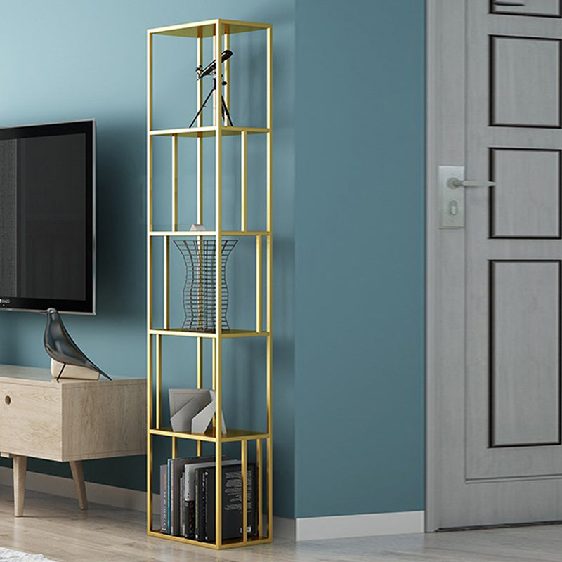 Glam Metal Open Back Bookcase Standard Bookshelf with Shelves