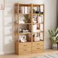 Modern Style Open Back Bookshelf Standard Wooden Bookcase with Drawers