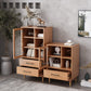 Modern Style Closed Back Bookshelf Wooden Bookcase with Drawer Storage