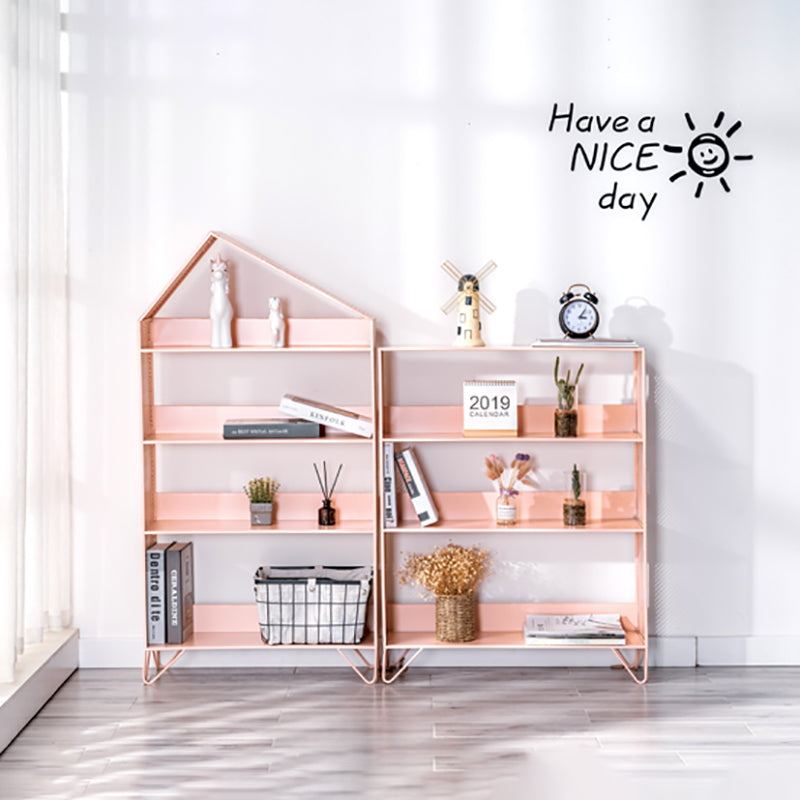 Metal Standard Bookcase Open Back Glam Bookshelf with Shelves