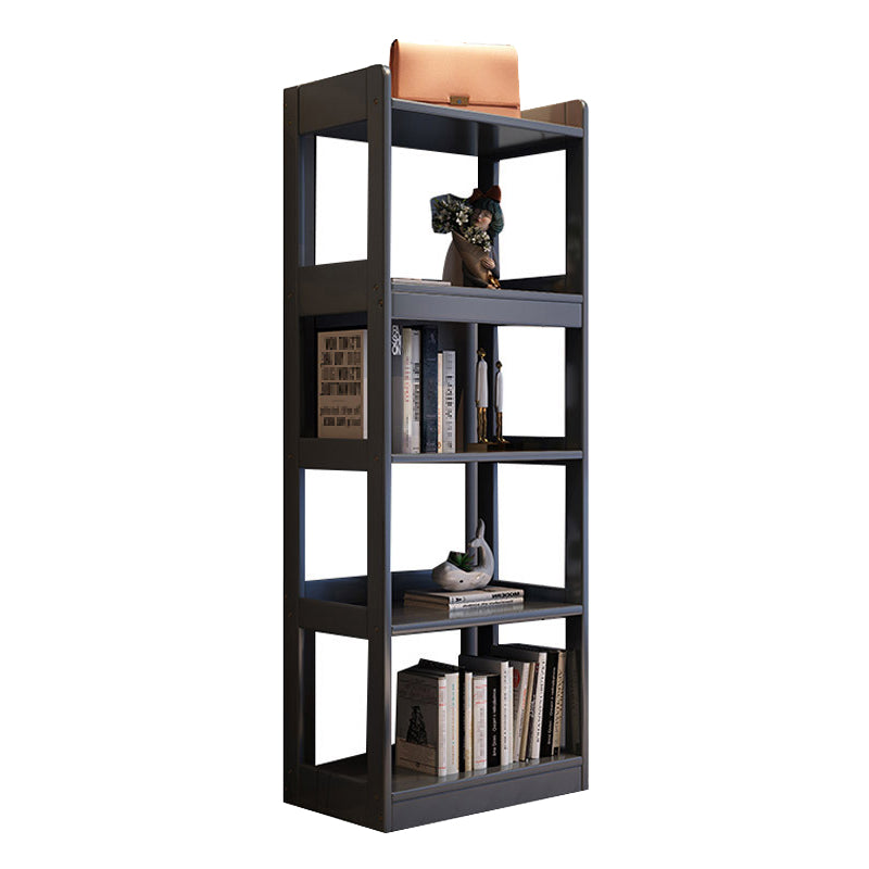 Modern Style Standard Bookshelf Wooden Open Back Bookcase with Shelves 25.2"L x 11.8"W x 63"H Black Clearhalo 'Bookcases' 'furn' 'furn_bookcases' 'Furniture' 'Office Furniture' 6754452