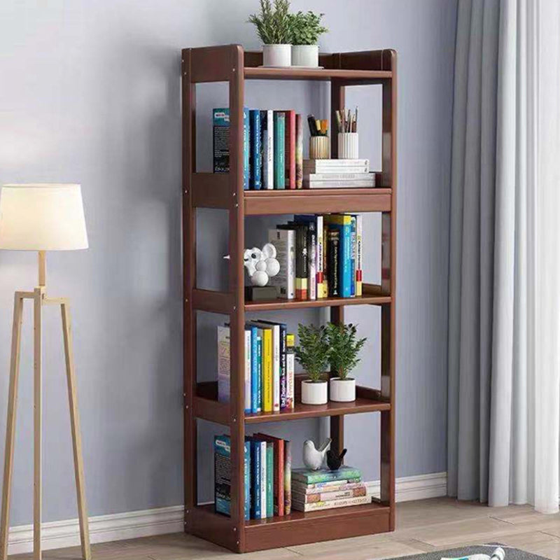 Modern Style Standard Bookshelf Wooden Open Back Bookcase with Shelves 25.2"L x 11.8"W x 63"H Walnut Clearhalo 'Bookcases' 'furn' 'furn_bookcases' 'Furniture' 'Office Furniture' 6754458