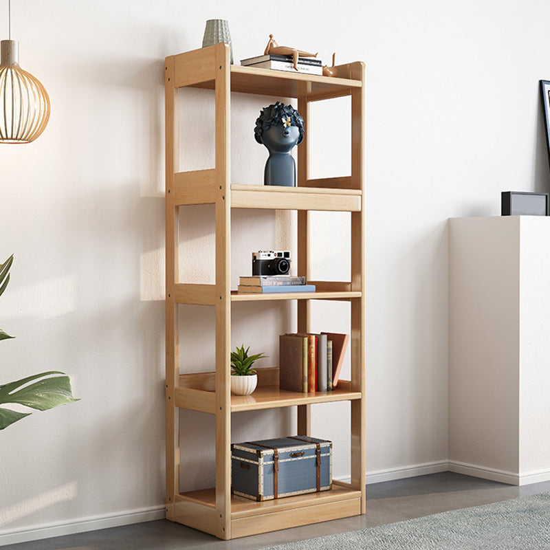 Modern Style Standard Bookshelf Wooden Open Back Bookcase with Shelves 25.2"L x 11.8"W x 63"H Natural Clearhalo 'Bookcases' 'furn' 'furn_bookcases' 'Furniture' 'Office Furniture' 6754459