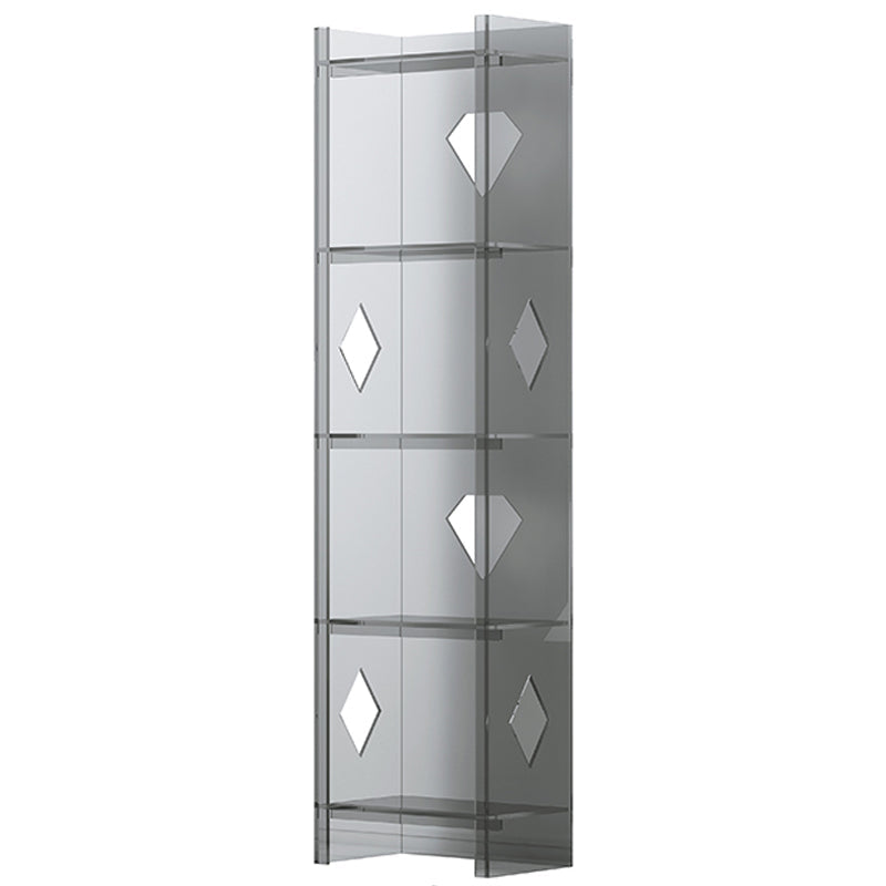 Modern Style Closed Back Standard Bookshelf Acrylic Bookcase for Home Office 15.7"L x 9.8"W x 59.8"H Grey Clearhalo 'Bookcases' 'furn' 'furn_bookcases' 'Furniture' 'Office Furniture' 6754502