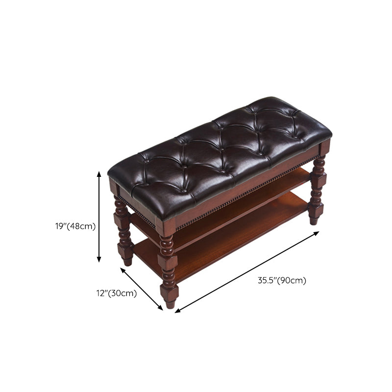 Rubber Wood Seating Bench Rectangle Cushioned Shoe Storage Entryway Bench Clearhalo 'Benches' 'Chairs & Seating' 'furn' 'furn_benches' 'Furniture' 'Living Room Furniture' 6754609