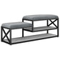 14" W Glam Seating Bench Cushioned Rectangle Shoe Storage Entryway and Bedroom Bench Grey Black Clearhalo 'Benches' 'Chairs & Seating' 'furn' 'furn_benches' 'Furniture' 'Living Room Furniture' 6754636