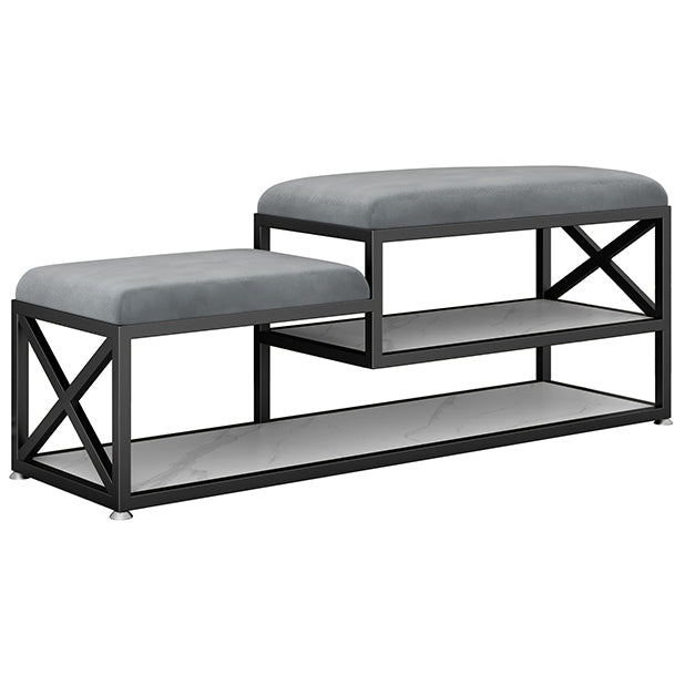 14" W Glam Seating Bench Cushioned Rectangle Shoe Storage Entryway and Bedroom Bench Grey Black Clearhalo 'Benches' 'Chairs & Seating' 'furn' 'furn_benches' 'Furniture' 'Living Room Furniture' 6754636