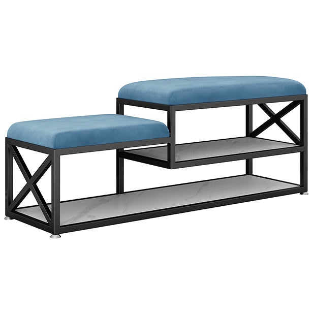 14" W Glam Seating Bench Cushioned Rectangle Shoe Storage Entryway and Bedroom Bench Blue Black Clearhalo 'Benches' 'Chairs & Seating' 'furn' 'furn_benches' 'Furniture' 'Living Room Furniture' 6754638