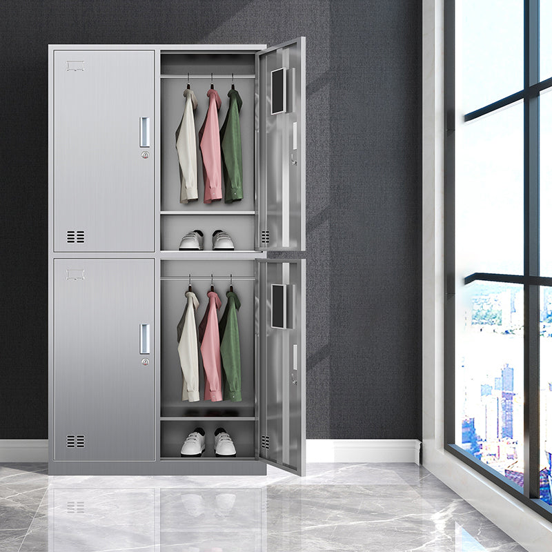 Chrome Steel Cabinet for Bathroom Modern Indoor Storage Cabinet with Hinged Doors 4 Clearhalo 'Armoires & Wardrobes' 'armoires_wardrobes' 'Bedroom Furniture' 'furn' 'furn_armoires_wardrobes' 'Furniture' 6755074