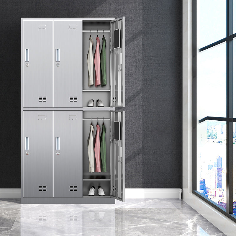 Chrome Steel Cabinet for Bathroom Modern Indoor Storage Cabinet with Hinged Doors 6 Clearhalo 'Armoires & Wardrobes' 'armoires_wardrobes' 'Bedroom Furniture' 'furn' 'furn_armoires_wardrobes' 'Furniture' 6755075