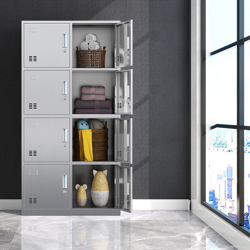 Chrome Steel Cabinet for Bathroom Modern Indoor Storage Cabinet with Hinged Doors 8 Clearhalo 'Armoires & Wardrobes' 'armoires_wardrobes' 'Bedroom Furniture' 'furn' 'furn_armoires_wardrobes' 'Furniture' 6755076