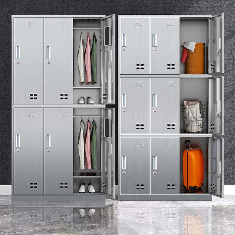 Chrome Steel Cabinet for Bathroom Modern Indoor Storage Cabinet with Hinged Doors Clearhalo 'Armoires & Wardrobes' 'armoires_wardrobes' 'Bedroom Furniture' 'furn' 'furn_armoires_wardrobes' 'Furniture' 6755077