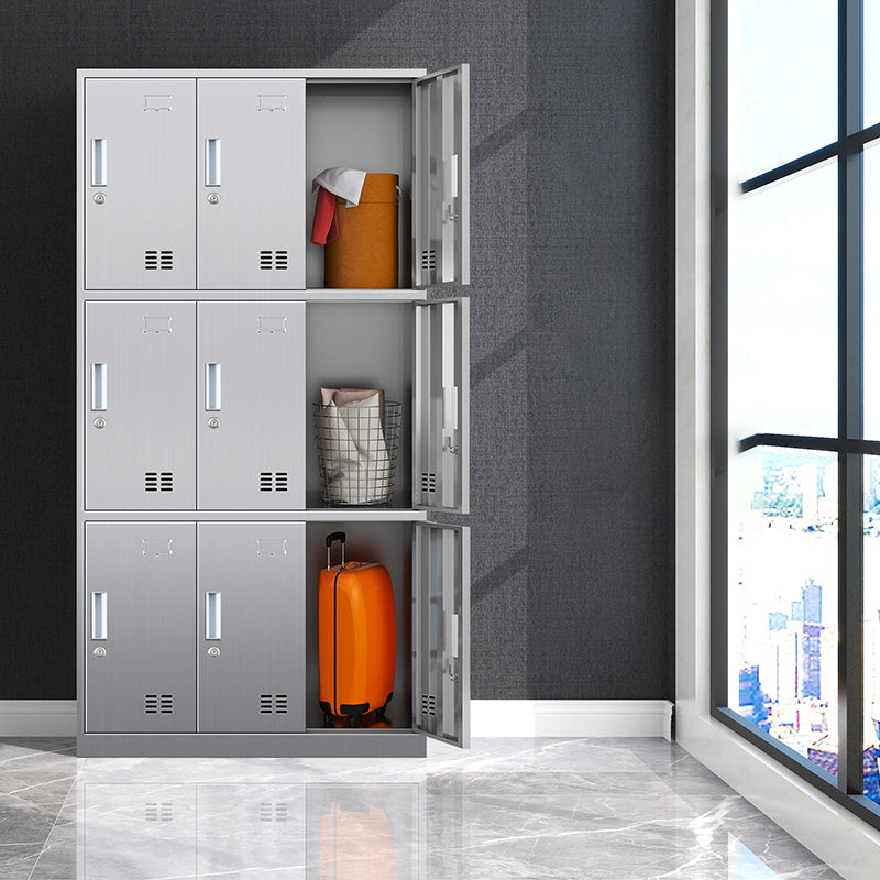 Chrome Steel Cabinet for Bathroom Modern Indoor Storage Cabinet with Hinged Doors 9 Clearhalo 'Armoires & Wardrobes' 'armoires_wardrobes' 'Bedroom Furniture' 'furn' 'furn_armoires_wardrobes' 'Furniture' 6755078