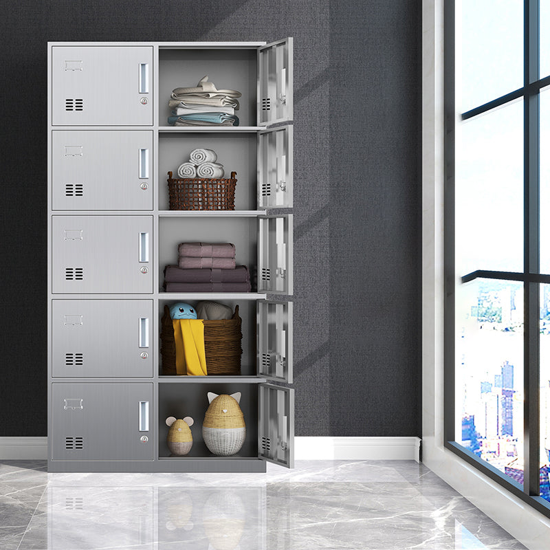 Chrome Steel Cabinet for Bathroom Modern Indoor Storage Cabinet with Hinged Doors 10 Clearhalo 'Armoires & Wardrobes' 'armoires_wardrobes' 'Bedroom Furniture' 'furn' 'furn_armoires_wardrobes' 'Furniture' 6755080