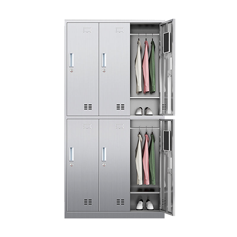 Chrome Steel Cabinet for Bathroom Modern Indoor Storage Cabinet with Hinged Doors Clearhalo 'Armoires & Wardrobes' 'armoires_wardrobes' 'Bedroom Furniture' 'furn' 'furn_armoires_wardrobes' 'Furniture' 6755082