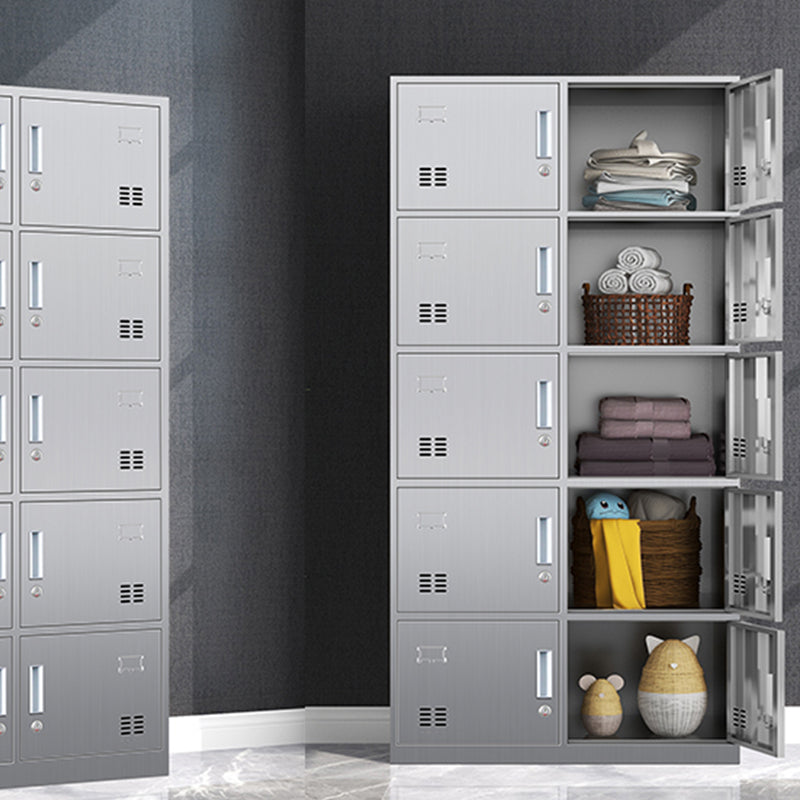 Chrome Steel Cabinet for Bathroom Modern Indoor Storage Cabinet with Hinged Doors Clearhalo 'Armoires & Wardrobes' 'armoires_wardrobes' 'Bedroom Furniture' 'furn' 'furn_armoires_wardrobes' 'Furniture' 6755085