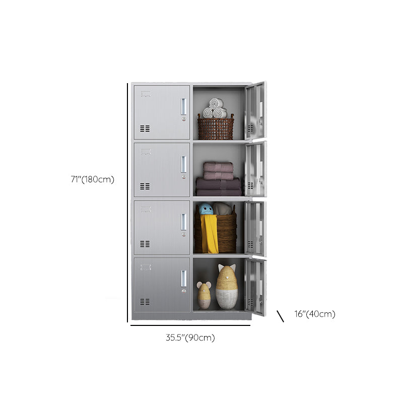 Chrome Steel Cabinet for Bathroom Modern Indoor Storage Cabinet with Hinged Doors Clearhalo 'Armoires & Wardrobes' 'armoires_wardrobes' 'Bedroom Furniture' 'furn' 'furn_armoires_wardrobes' 'Furniture' 6755089
