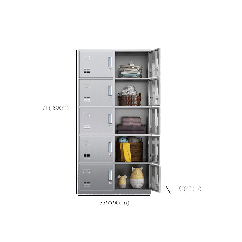 Chrome Steel Cabinet for Bathroom Modern Indoor Storage Cabinet with Hinged Doors Clearhalo 'Armoires & Wardrobes' 'armoires_wardrobes' 'Bedroom Furniture' 'furn' 'furn_armoires_wardrobes' 'Furniture' 6755091