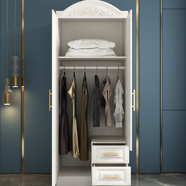 French Country White Wardrobe Armoire Engineered Wood Wardrobe Closet Clearhalo 'Armoires & Wardrobes' 'armoires_wardrobes' 'Bedroom Furniture' 'furn' 'furn_armoires_wardrobes' 'Furniture' 6755101