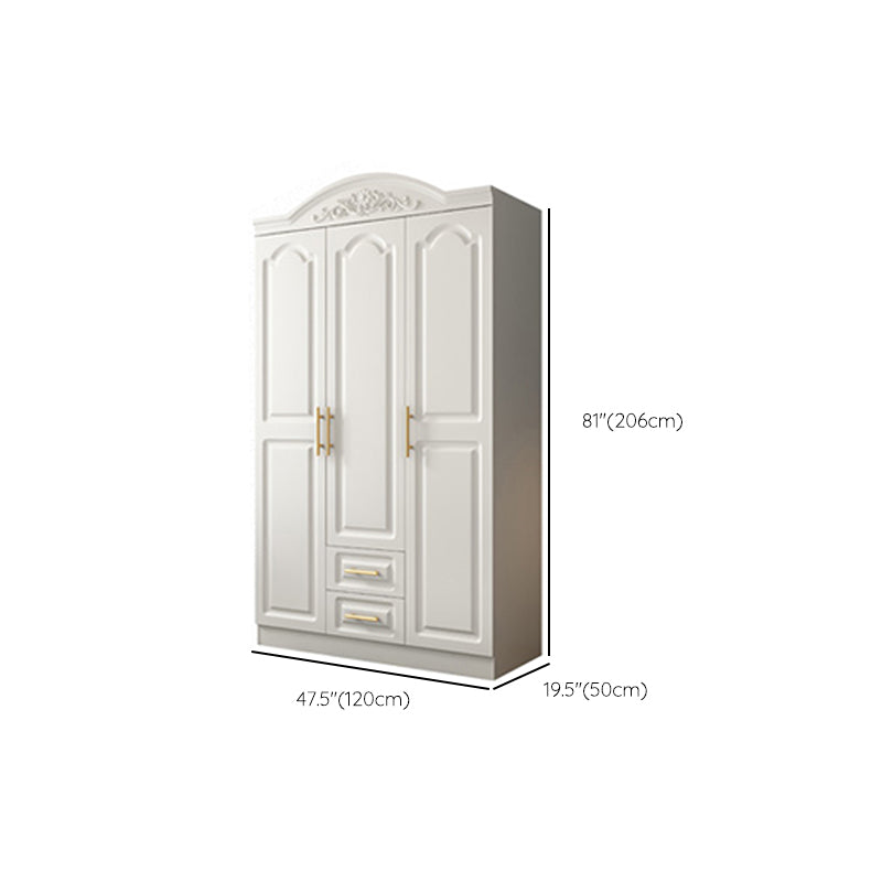 French Country White Wardrobe Armoire Engineered Wood Wardrobe Closet Clearhalo 'Armoires & Wardrobes' 'armoires_wardrobes' 'Bedroom Furniture' 'furn' 'furn_armoires_wardrobes' 'Furniture' 6755106