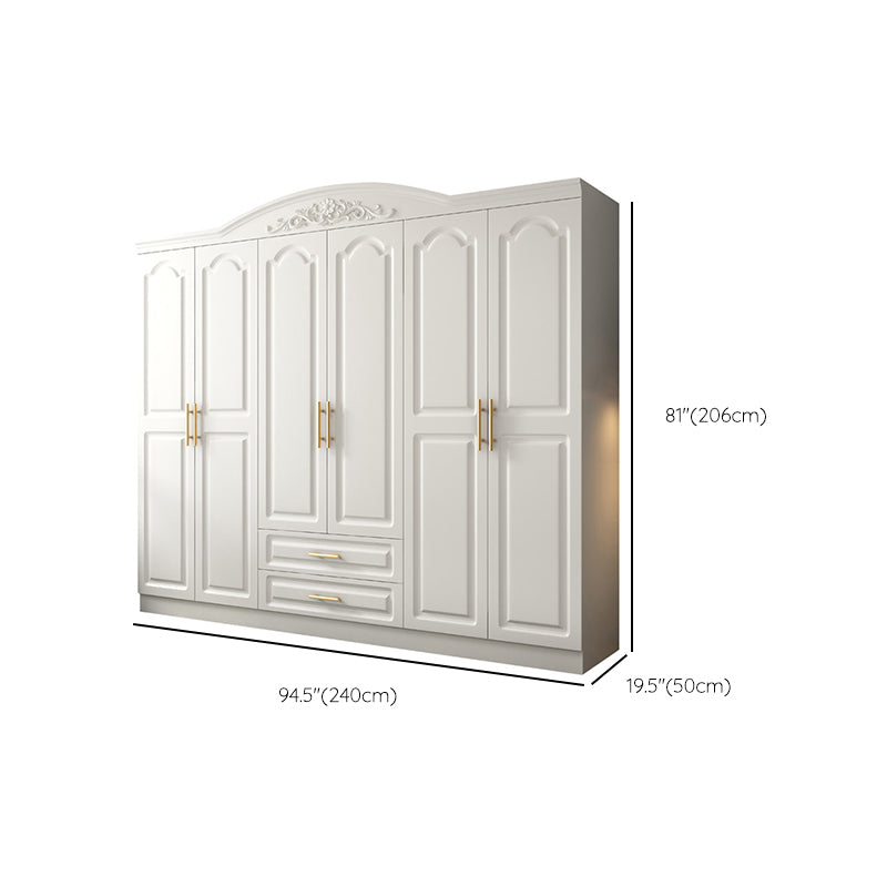 French Country White Wardrobe Armoire Engineered Wood Wardrobe Closet Clearhalo 'Armoires & Wardrobes' 'armoires_wardrobes' 'Bedroom Furniture' 'furn' 'furn_armoires_wardrobes' 'Furniture' 6755109