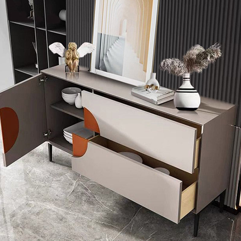 Table buffet en bois serveur de style moderne avec armoires et tiroirs