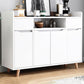 Modern Style Kitchen Sideboard Engineered Wood Sideboard with Open Storage 47"L x 16"W x 31"H White Clearhalo 'buffet_sideboard' 'Buffets & Sideboards' 'furn' 'furn_buffet_sideboard' 'Furniture' 'Kitchen & Dining Furniture' 6755329