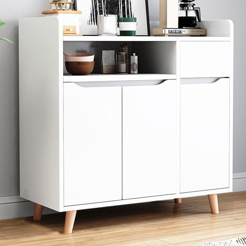 Modern Style Kitchen Sideboard Engineered Wood Sideboard with Open Storage 35"L x 16"W x 31"H White Clearhalo 'buffet_sideboard' 'Buffets & Sideboards' 'furn' 'furn_buffet_sideboard' 'Furniture' 'Kitchen & Dining Furniture' 6755335