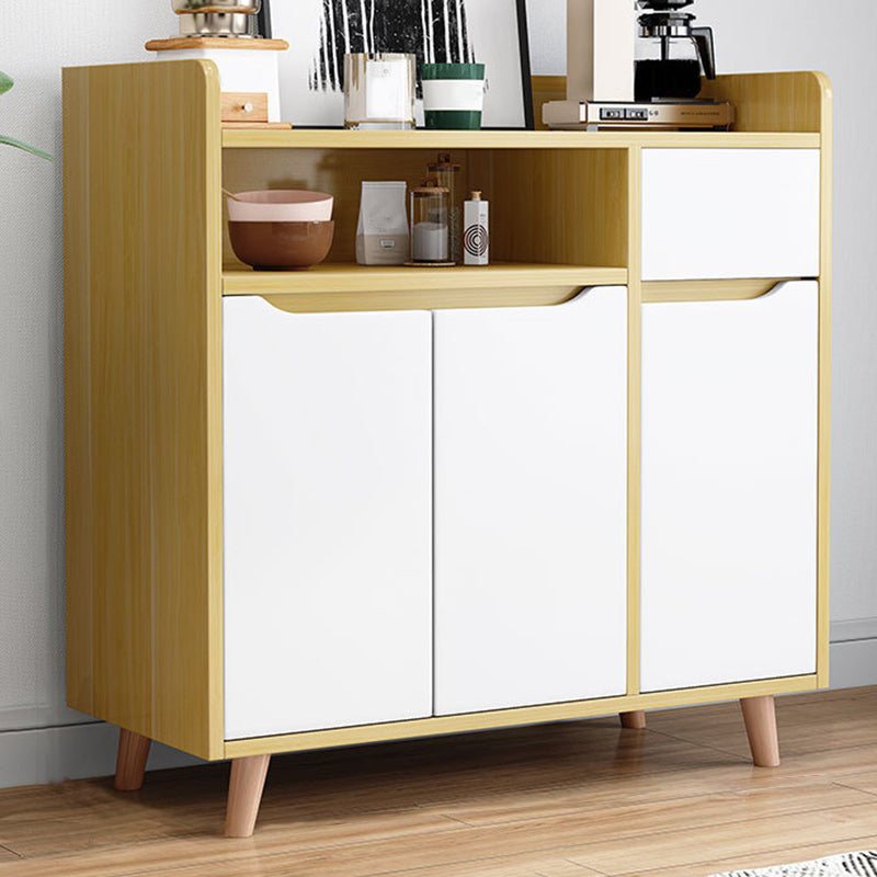 Modern Style Kitchen Sideboard Engineered Wood Sideboard with Open Storage 35"L x 16"W x 31"H Light Walnut Clearhalo 'buffet_sideboard' 'Buffets & Sideboards' 'furn' 'furn_buffet_sideboard' 'Furniture' 'Kitchen & Dining Furniture' 6755337
