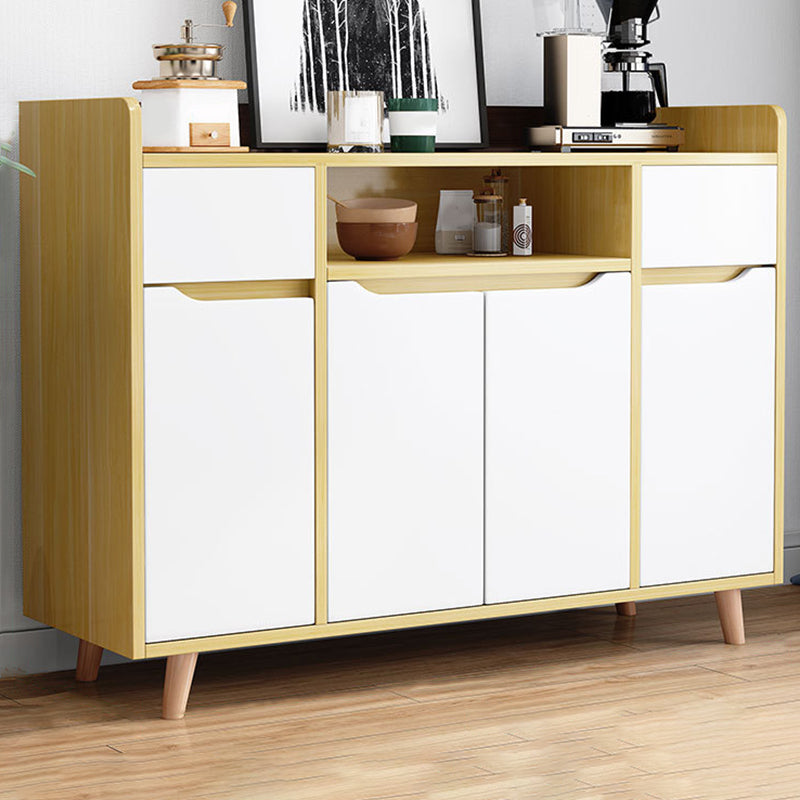 Modern Style Kitchen Sideboard Engineered Wood Sideboard with Open Storage 47"L x 16"W x 31"H Light Walnut Clearhalo 'buffet_sideboard' 'Buffets & Sideboards' 'furn' 'furn_buffet_sideboard' 'Furniture' 'Kitchen & Dining Furniture' 6755338