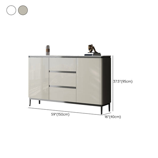 Sideboard in stile moderno Bianco in legno ingegnerizzato bianco con 3 tradotto e 2 porte