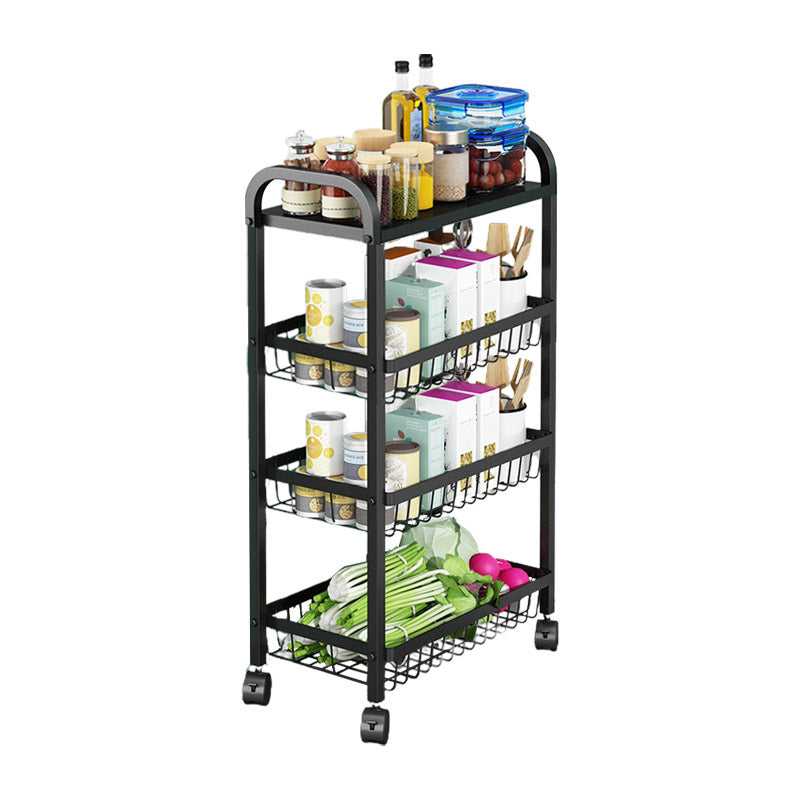 Tavolo di preparazione di stoccaggio aperto con carrello da cucina a basket in nero