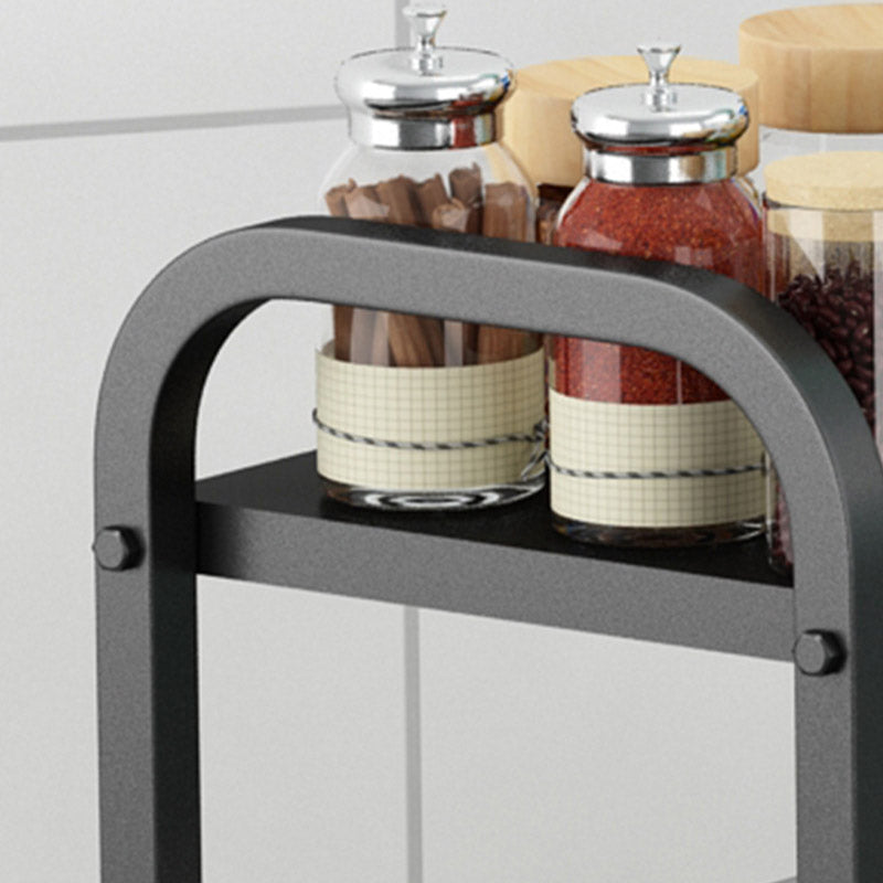 Tavolo di preparazione di stoccaggio aperto con carrello da cucina a basket in nero