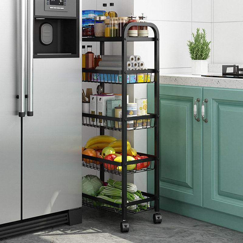 Tavolo di preparazione di stoccaggio aperto con carrello da cucina a basket in nero