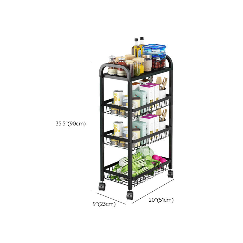 Tavolo di preparazione di stoccaggio aperto con carrello da cucina a basket in nero