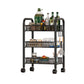 Metal Dining Room Prep Table Open Shelves Rolling Kitchen Trolley 17"L x 11"W x 33"H Black Clearhalo 'furn' 'furn_kitchen_islands_carts' 'Furniture' 'Kitchen & Dining Furniture' 'Kitchen Islands & Carts' 'kitchen_islands_carts' 6755511