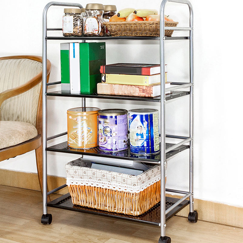 Open Shelves Kitchen Trolley Home Dining Modern Prep Table with Casters Clearhalo 'furn' 'furn_kitchen_islands_carts' 'Furniture' 'Kitchen & Dining Furniture' 'Kitchen Islands & Carts' 'kitchen_islands_carts' 6755535