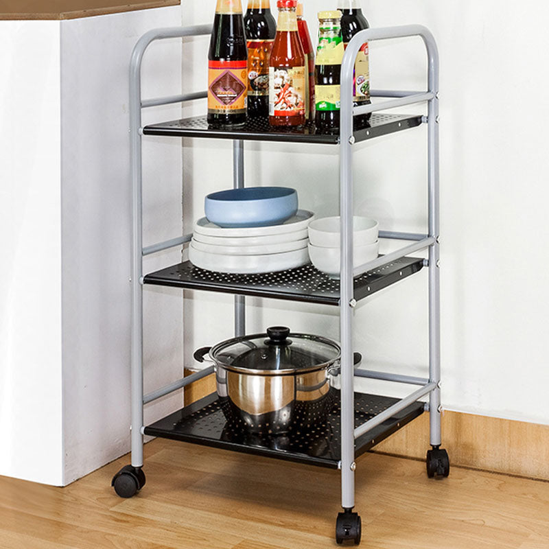 Open Shelves Kitchen Trolley Home Dining Modern Prep Table with Casters 30"L x 18"W x 35"H Clearhalo 'furn' 'furn_kitchen_islands_carts' 'Furniture' 'Kitchen & Dining Furniture' 'Kitchen Islands & Carts' 'kitchen_islands_carts' 6755544