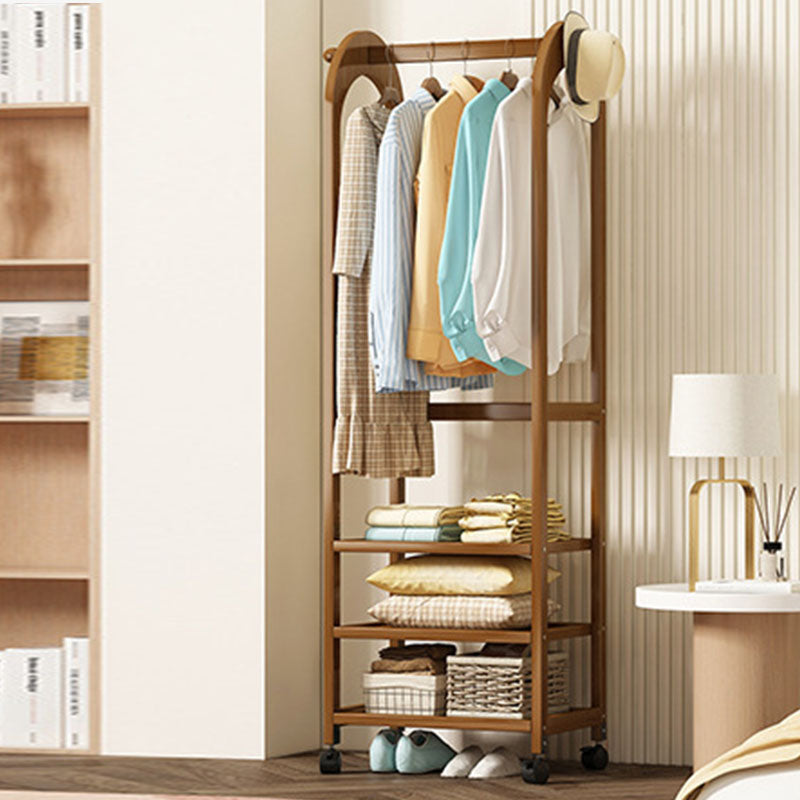 Colgador de madera estilo moderno estilo de pelaje para el suelo minimalista con polea