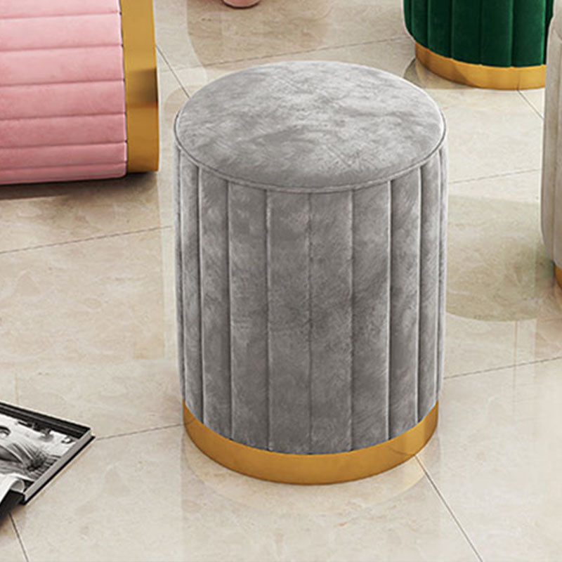 Glam Pouf Ottoman Velvet Upholstered Solid Color Cylinder Shape Ottoman Clearhalo 'furn' 'furn_ottomans_poufs' 'Furniture' 'Living Room Furniture' 'Ottomans & Poufs' 'ottomans_poufs' 6755885