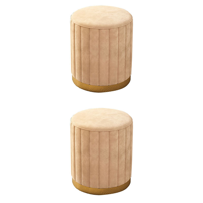 Glam Pouf Ottoman Velvet Upholstered Solid Color Cylinder Shape Ottoman Yellow 2 Piece Set Clearhalo 'furn' 'furn_ottomans_poufs' 'Furniture' 'Living Room Furniture' 'Ottomans & Poufs' 'ottomans_poufs' 6755891